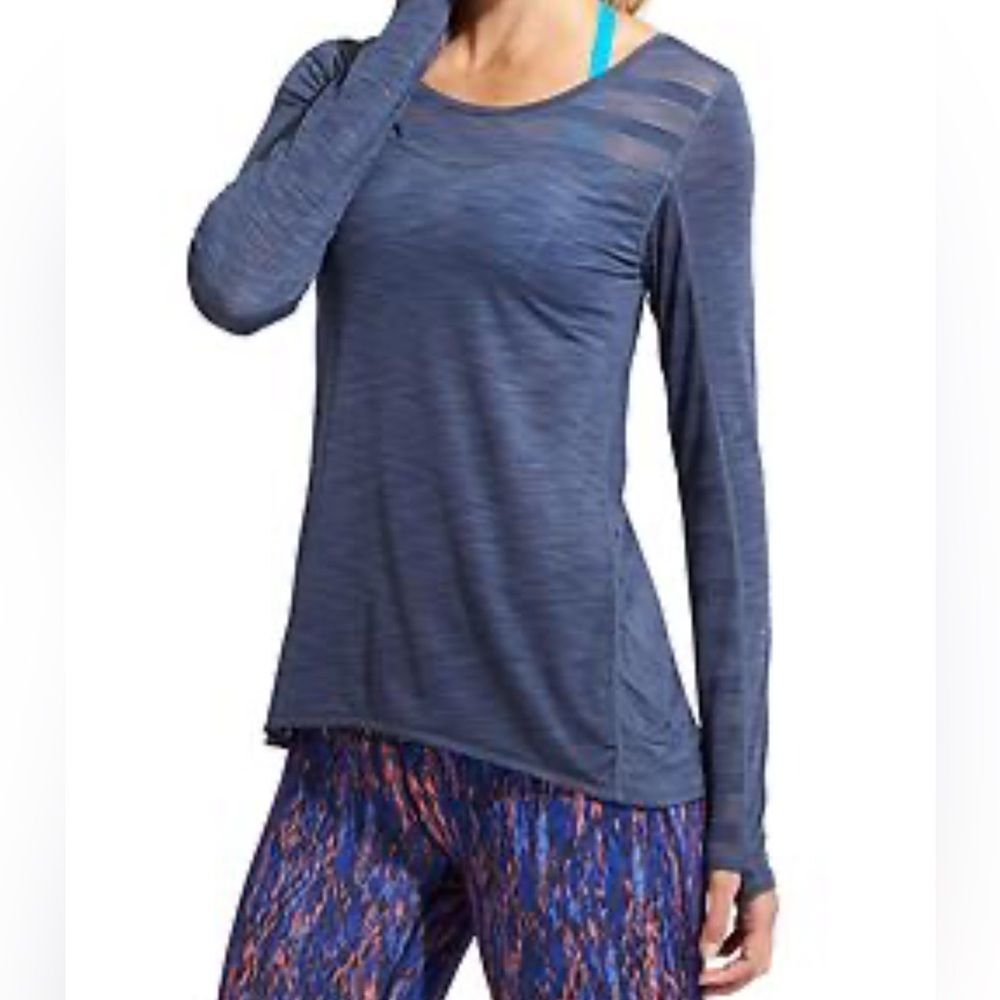 Athleta Kettlebella Top Long Sleeve Blue Heather Athletic Women’s Exercise Top S